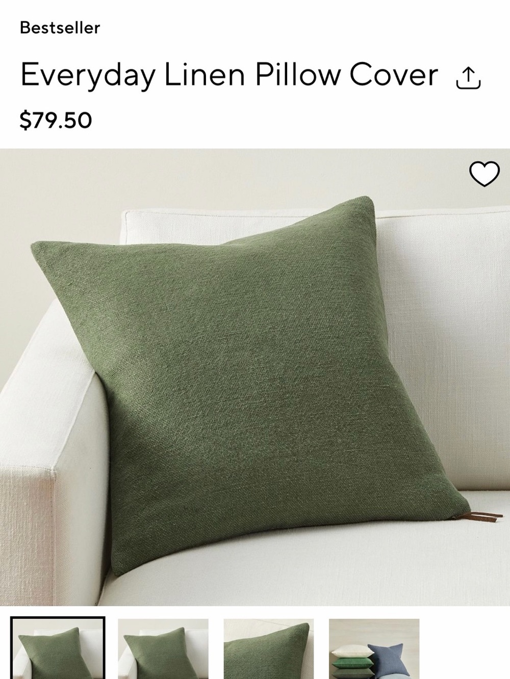 Pottery Barn - Everyday Linen Pillow Cover (Cypress)